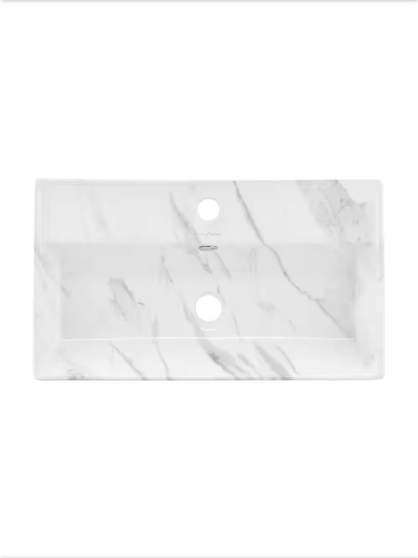 Claire 22 in. Rectangle Wall-Mount Bathroom Sink in White Marble
