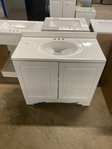 Glacier Bay 37 in. W x 19 in. D x 35 in. H Single Sink Freestanding Bath Vanity in White with White Cultured Marble Top