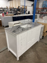 StarrySky 54 inch Undermount Single Sink Freestanding Bath Vanity in White with Epoxied Top