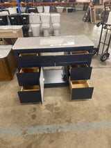 Clady 49 in. W x 19 in. D x 35 in. H Single Sink Bath Vanity in Deep Blue with Silver Ash Cultured Marble Top