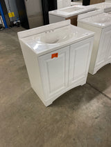 31 in. W x 19 in. D x 35 in. H Single Sink Freestanding Bath Vanity in White with White Cultured Marble Top