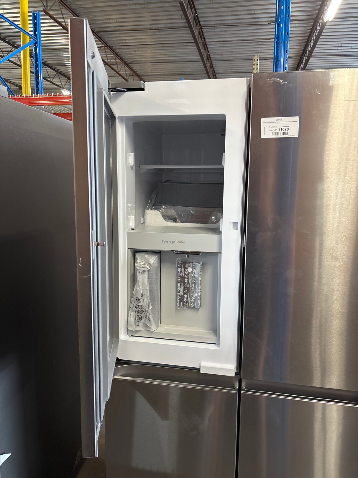 Samsung 23 cu. ft. Counter Depth 4-Door French Door Refrigerator with Beverage Center in Stainless Steel