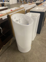 Reno 18 in. W x 38 in. D Round Free Standing Pedestal Sink in Crisp White with Faucet Hole and Overflow