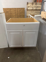 Hampton 33 in. W x 24 in. D x 34.5 in. H Assembled Sink Base Cabinet in Satin White
