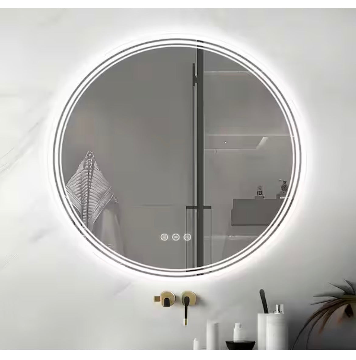 30 in. W x 30 in. H Round LED Anti-Fog Frameless With Front Light And Backlight Wall Mirror Bathroom Vanity Mirror