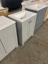 24 in. W x 19 in. D x 33 in. H Single Sink Freestanding Bath Vanity in Pearl Gray with White Cultured Marble Top