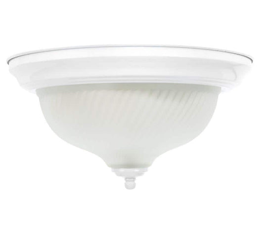 11 in. 2-Light White Flush Mount