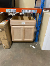 Hampton Assembled 30x34.5x24 in. Sink Base Cabinet in Unfinished Beech