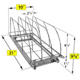 Slide Out Cutting Board Bakeware and Tray Organizer - Pull Out Kitchen Cabinet Rack 10 in. W x 21 in. D - Chrome