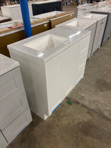 Bannister 37 in. W x 19 in. D x 35 in. H Single Sink Freestanding Bath Vanity in White with White Cultured Marble Top