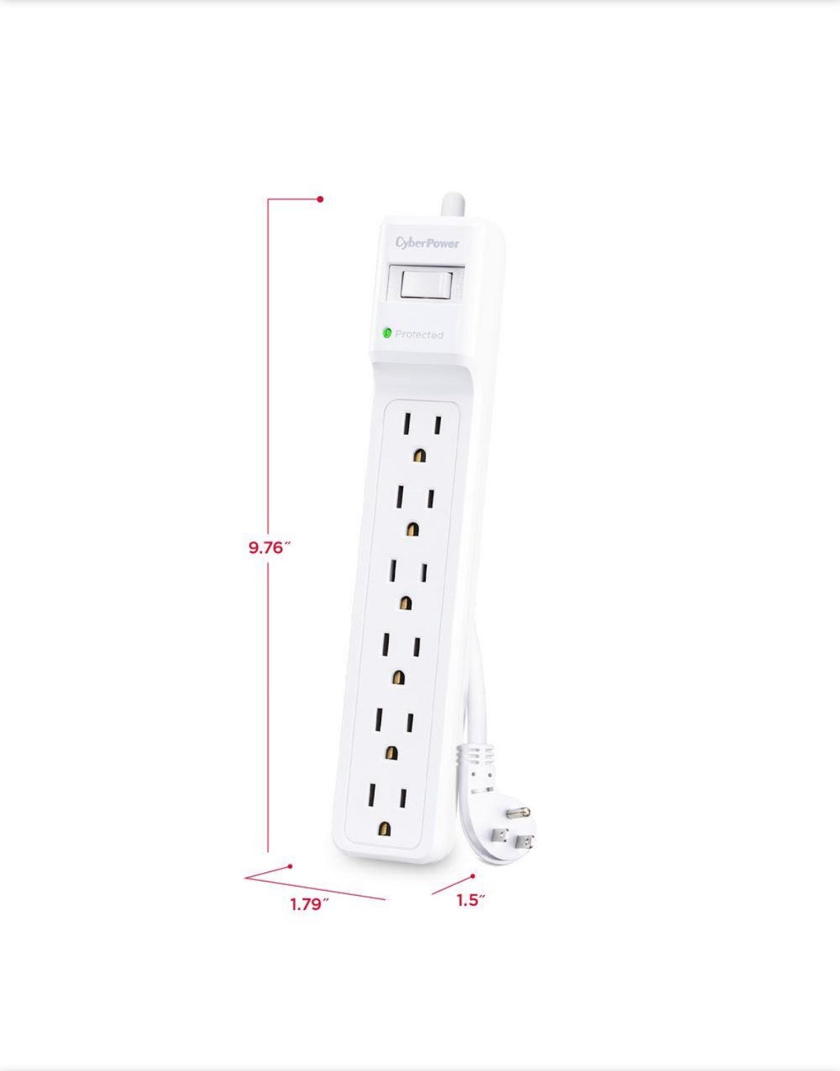 15 ft. 6-Outlet Cord 1500J Surge Protector