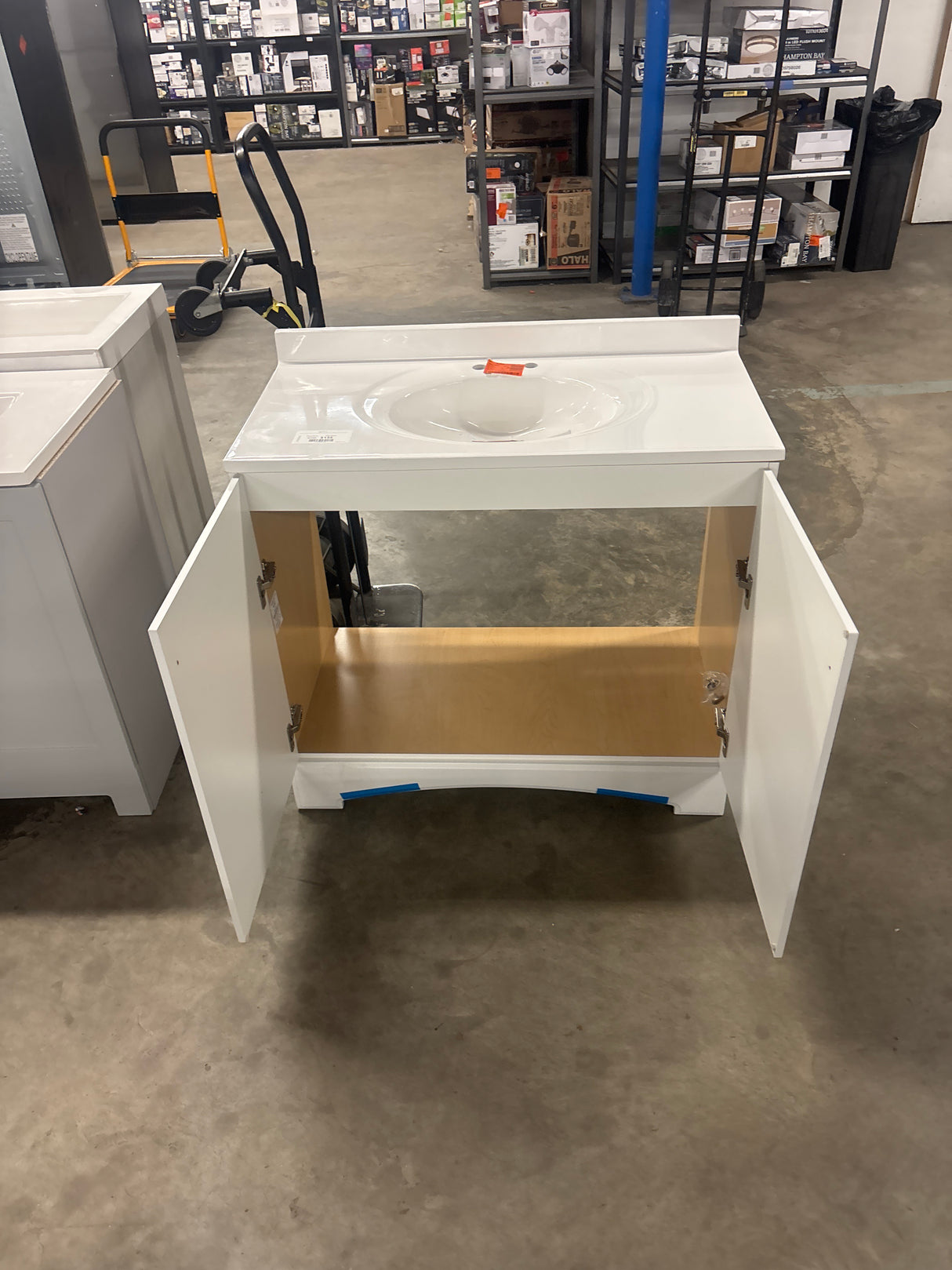 Glacier Bay 37 in. W x 19 in. D x 35 in. H Single Sink Freestanding Bath Vanity in White with White Cultured Marble Top