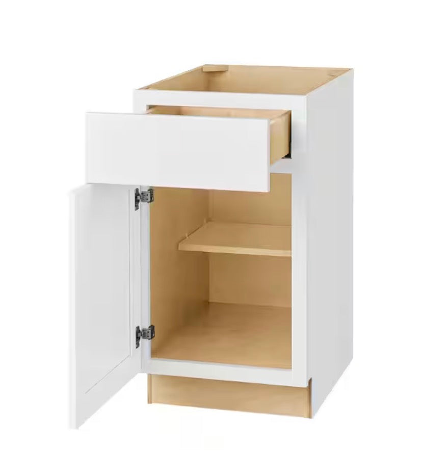 Avondale Shaker Alpine White Ready to Assemble Plywood 18 in Base Kitchen Cabinet (18 in W x 24 in D x 34.5 in H)