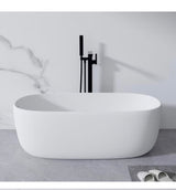 Moray 51 in. x 25 in. Solid Surface Stone Resin Flatbottom Freestanding Double Slipper Soaking Bathtub in Matte White