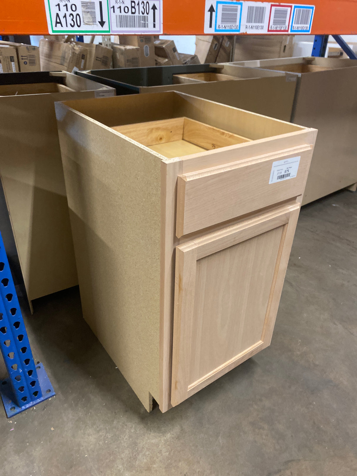 Hampton Unfinished Beech Recessed Panel Stock Assembled Base Kitchen Cabinet (18 in. x 34.5 in. x 24 in.)