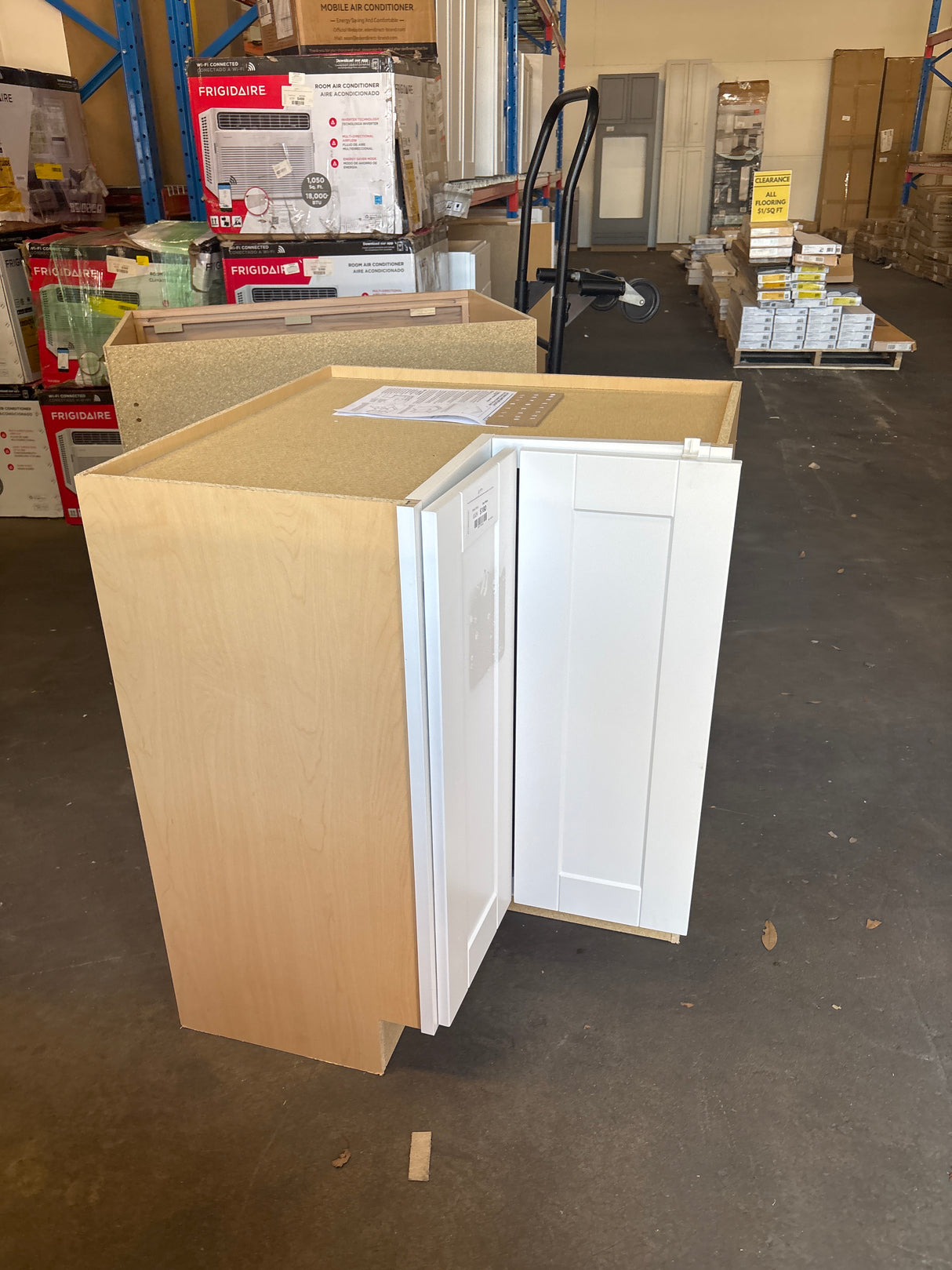 Shaker Satin White Stock Assembled Lazy Susan Corner Base Kitchen Cabinet (28.5 in. x 34.5 in. x16.5 in.)
