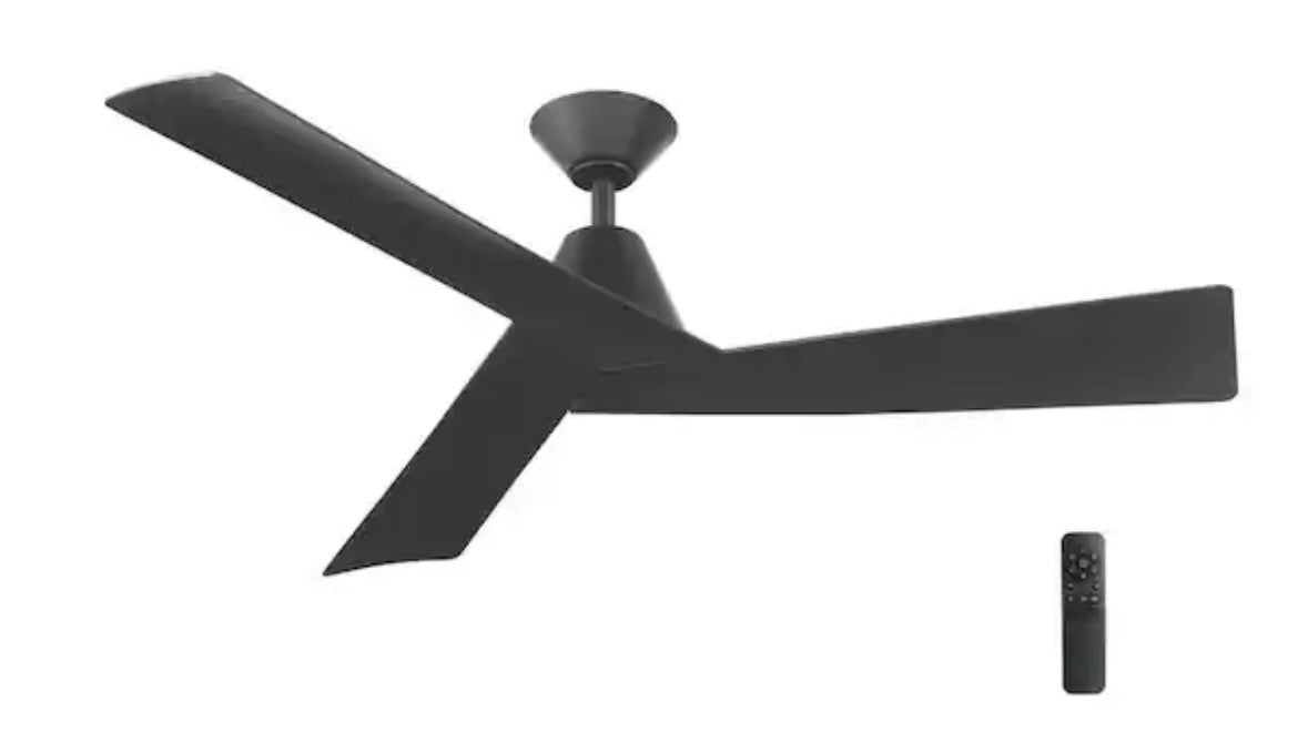 Easton 52 in. Indoor/Outdoor Matte Black with Matte Black Blades Ceiling Fan with Remote Included