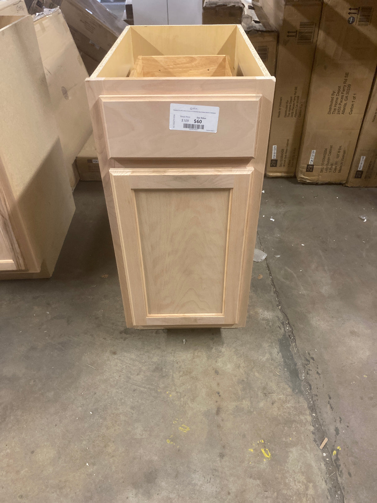 Hampton 15 in. W x 24 in. D x 34.5 in. H Assembled Base Kitchen Cabinet in Unfinished