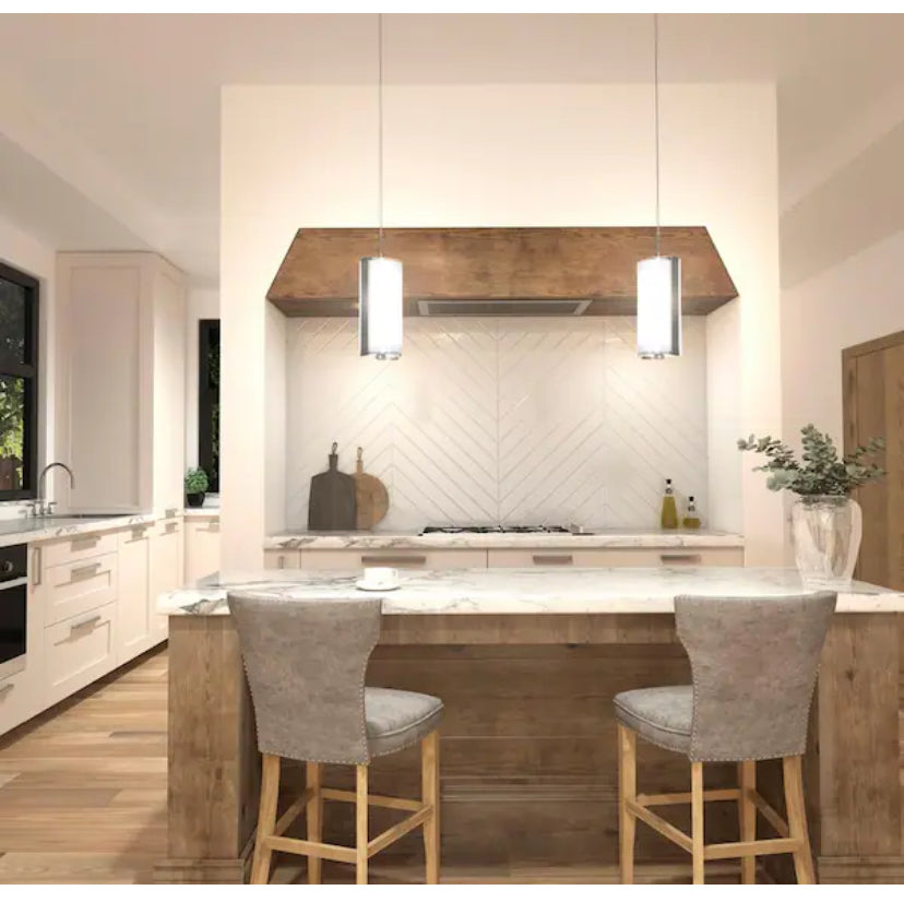 Subway Round 12-Watt 1 Light Chrome Modern Integrated LED Mini Pendant Light Fixture for Kitchen Island