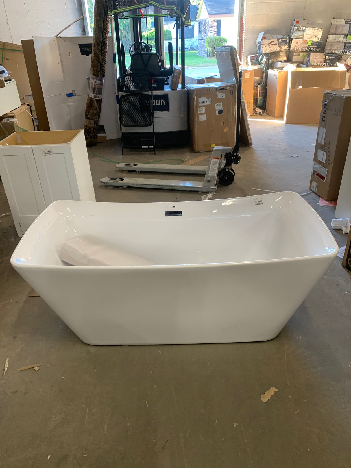 62.2 in. Acrylic Flatbottom Non-Whirlpool Bathtub in Glossy White with Polished Chrome Drain and Overflow Cover