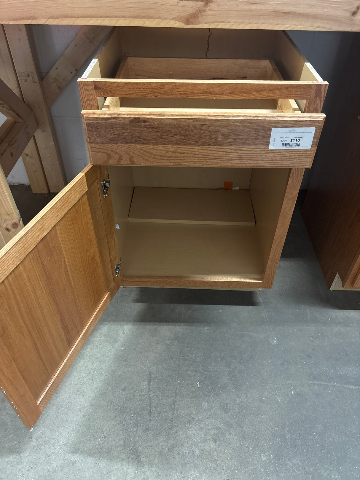 Hampton Medium Oak Raised Panel Stock Assembled Base Kitchen Cabinet with Drawer Glides (24 in. x 34.5 in. x 24 in.)