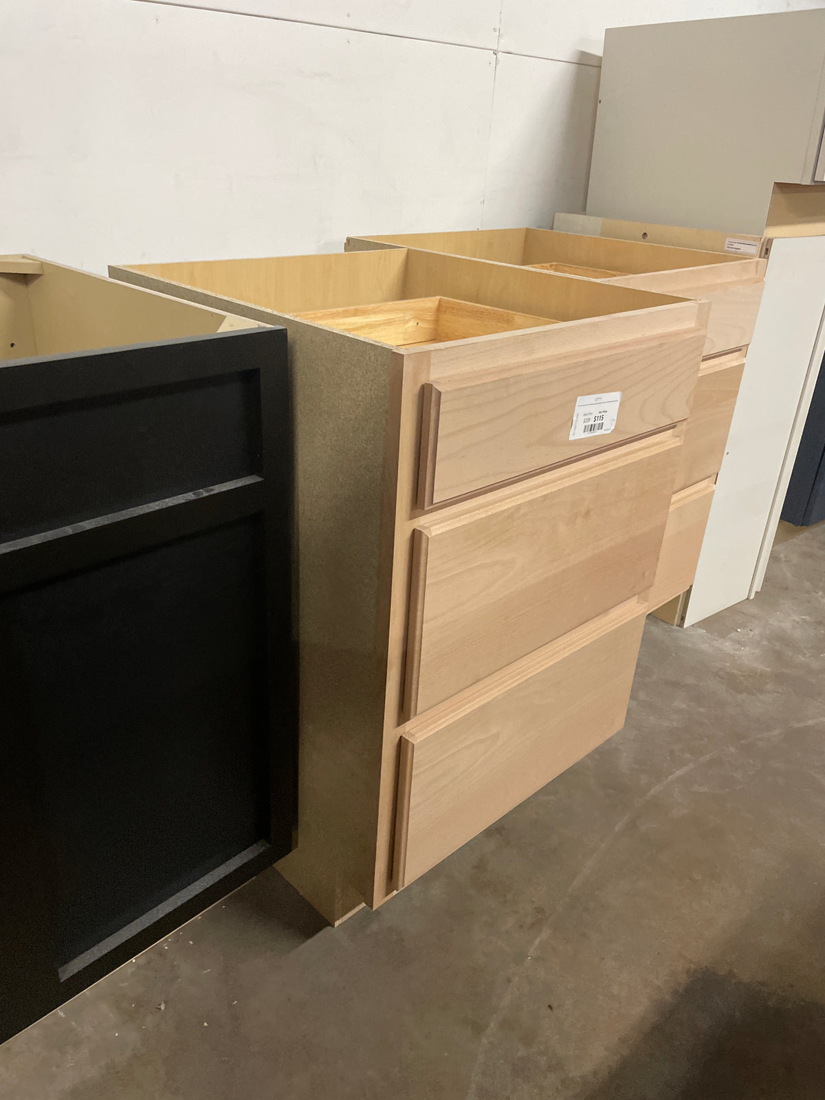 24 in. W x 24 in. D x 34.5 in. H Assembled Drawer Base Kitchen Cabinet in Unfinished with Recessed Panel