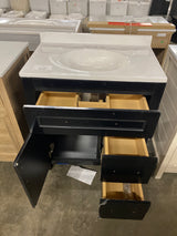 Clady 31 in. Single Sink Matte Black Bath Vanity with White Cultured Marble Top (Assembled)