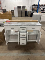 Roveland 60 in. W Bath Vanity in White With Marble Top