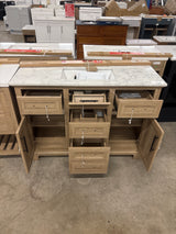 Doveton 48 in. W x 19 in. D x 34.50 in. H Freestanding Vanity in Weathered Tan with White Engineered Stone Top