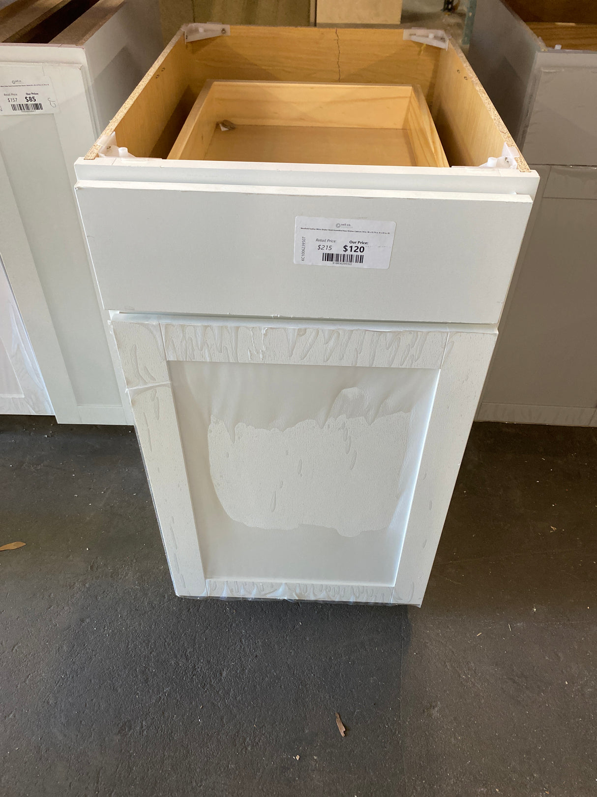 Westfield Feather White Shaker Stock Assembled Base Kitchen Cabinet (18 in. W x 23.75 in. D x 35 in. H)