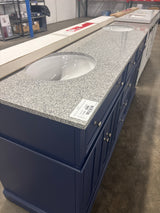 Fremont 72 in. W x 22 in. D x 34 in. H Vanity in Navy Blue With Grey Granite Top and White Sinks