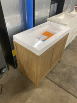 Cargrove 36 in. Single Sink Oak Bath Vanity with White Resin Composite Top (Assembled)