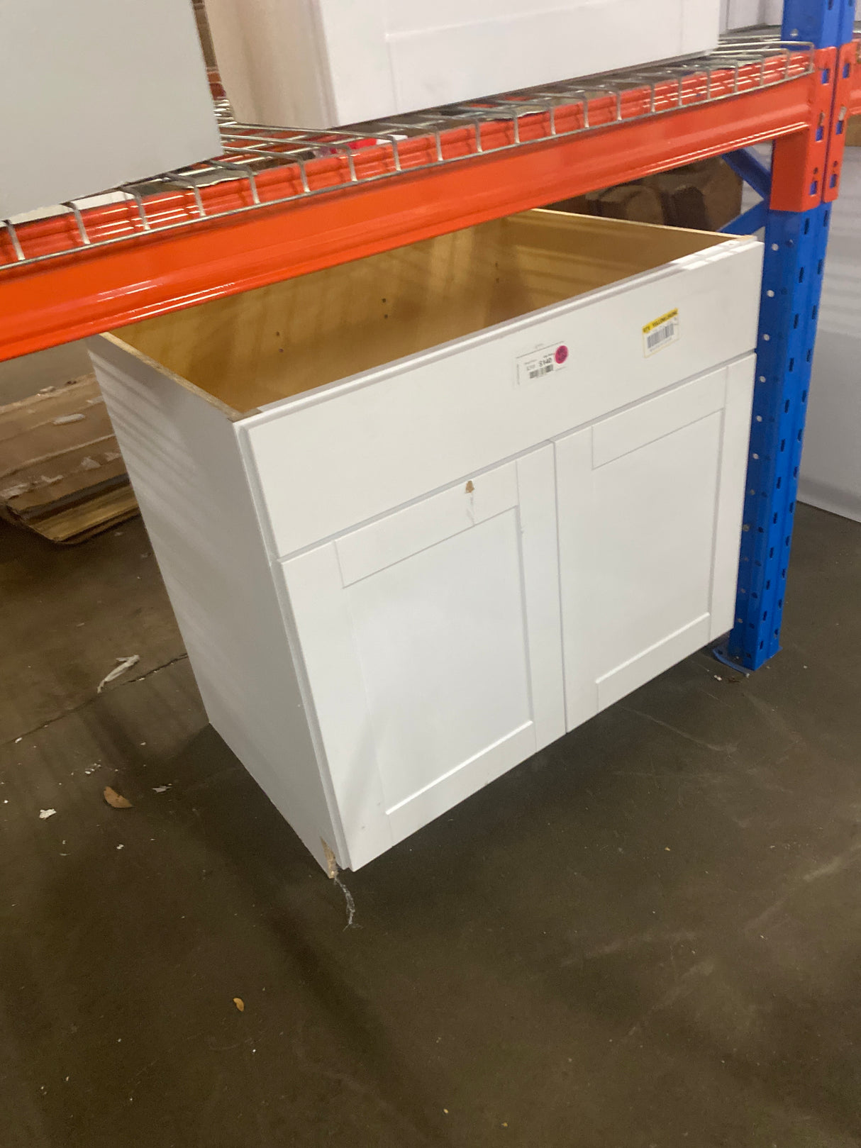 Shaker Satin White Stock Assembled Sink Base Kitchen Cabinet (36 in. x 34.5 in. x 24 in.)
