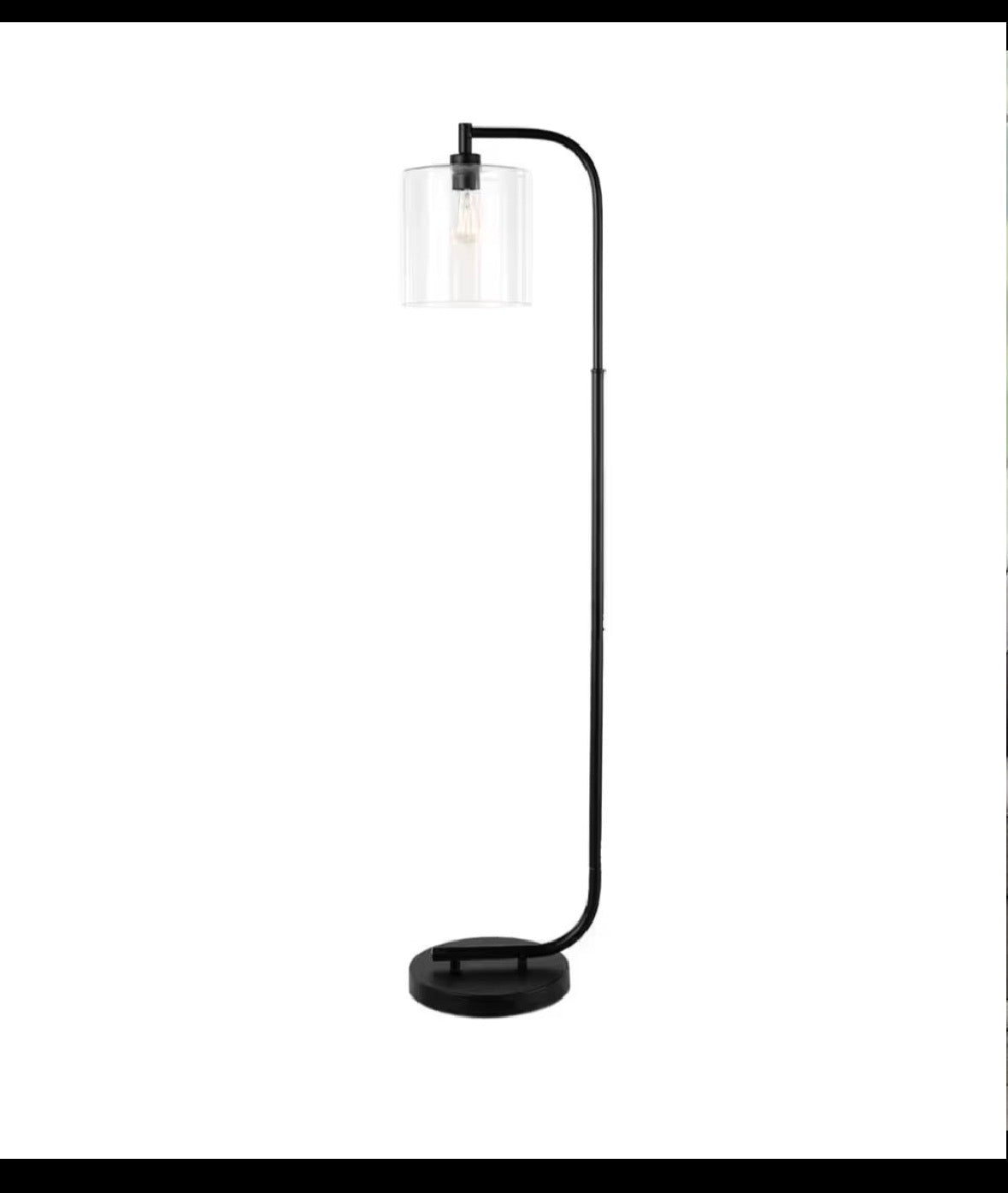 Cline 62.5 in. 1-Light Black Floor Lamp with Clear Glass Lamp Shade