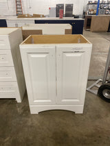 Everdean 25 in. W x 19 in. D x 34 in. H Single Sink Freestanding Bath Vanity in White with White Cultured Marble Top