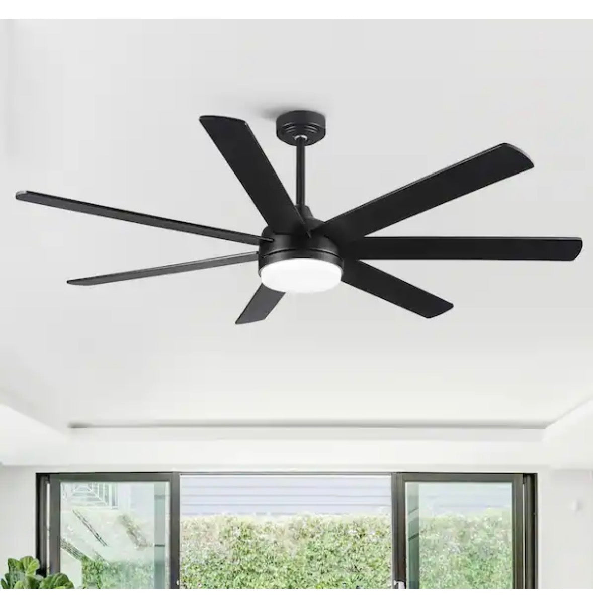 Modern 72 in. Integrated LED Indoor Black Standard Ceiling Fan with Remote Control, DC Motor and 7 Reversible Blades