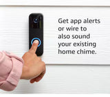 Battery or Wired - Smart Wi-Fi HD Video Doorbell Camera in Black