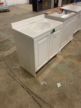 31 in. W x 19 in. D x 35 in. H Single Sink Freestanding Bath Vanity in White with White Cultured Marble Top