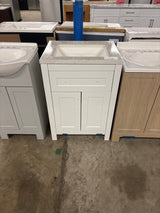 Clady 25 in. W x 19 in. D x 35 in. H Single Sink Freestanding Bath Vanity in White with Silver Ash Cultured Marble Top