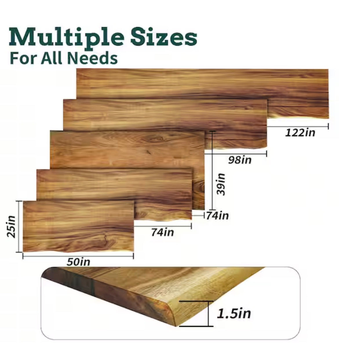 6 ft. L x 25 in. D Finished Saman Solid Wood Butcher Block Countertop With Live Edge