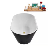 54 in. x 30 in. Acrylic Freestanding Soaking Bathtub in Glossy Black with Polished Gold Drain