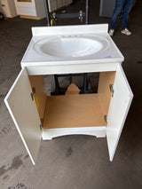 Everdean 25 in. W x 19 in. D x 34 in. H Single Sink Freestanding Bath Vanity in White with White Cultured Marble Top