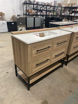 Corley 42 in. W x 19 in. D x 34.50 in. H Bath Vanity in Natural Oak with White Cultured Marble Top