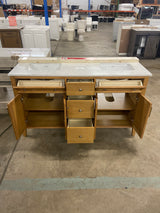 Moresly 60 in. Double Sink Natural Oak Bath Vanity with White Engineered Stone Top (Assembled)