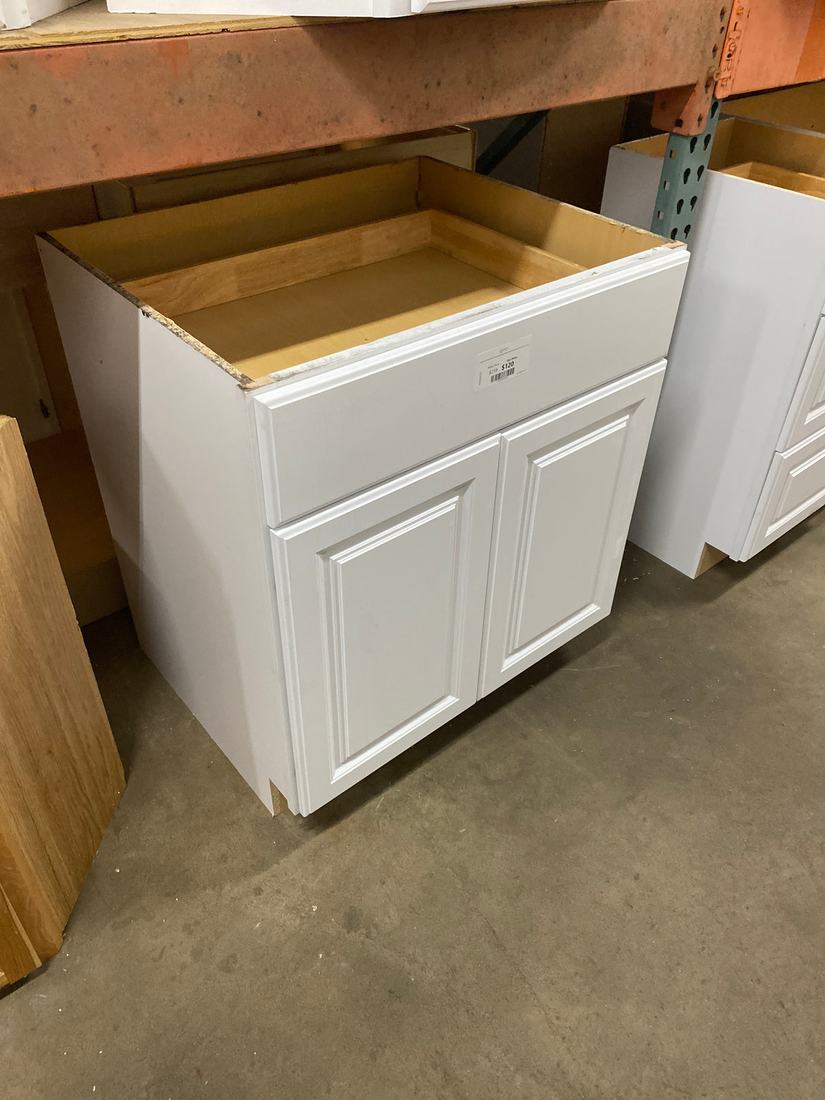 Hampton Satin White Raised Panel Stock Assembled Base Kitchen Cabinet with Drawer Glides (30 in. x 34.5 in. x 24 in.)