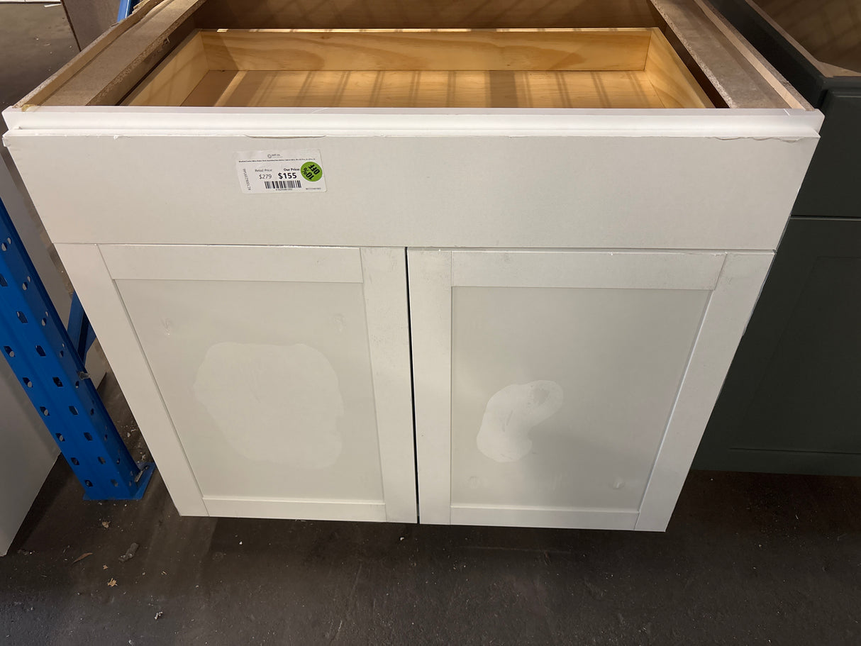 Westfield Feather White Shaker Stock Assembled Base Kitchen Cabinet (36 in. W x 23.75 in. D x 35 in. H)