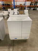 31 in. W x 19 in. D x 35 in. H Single Sink Freestanding Bath Vanity in White with White Cultured Marble Top