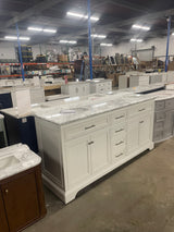 Windlowe 73 in. W x 22 in. D x 35 in. H Bath Vanity in White with Carrara Marble Vanity Top in White with White Sink