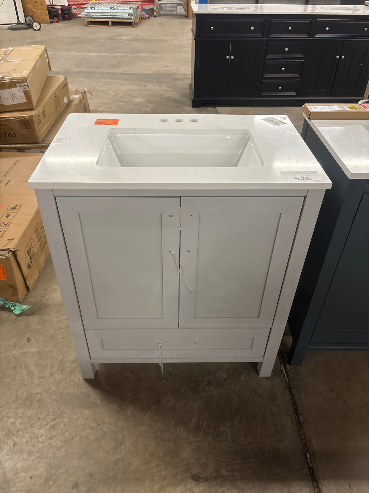 Moorside 30 in. W x 19 in. D x 34 in. H Single Sink Bath Vanity in Dove Gray with White Engineered Stone Top