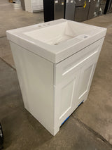 Everdean 25 in. W x 19 in. D x 34 in. H Single Sink Freestanding Bath Vanity in White with White Cultured Marble Top